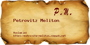Petrovitz Meliton névjegykártya